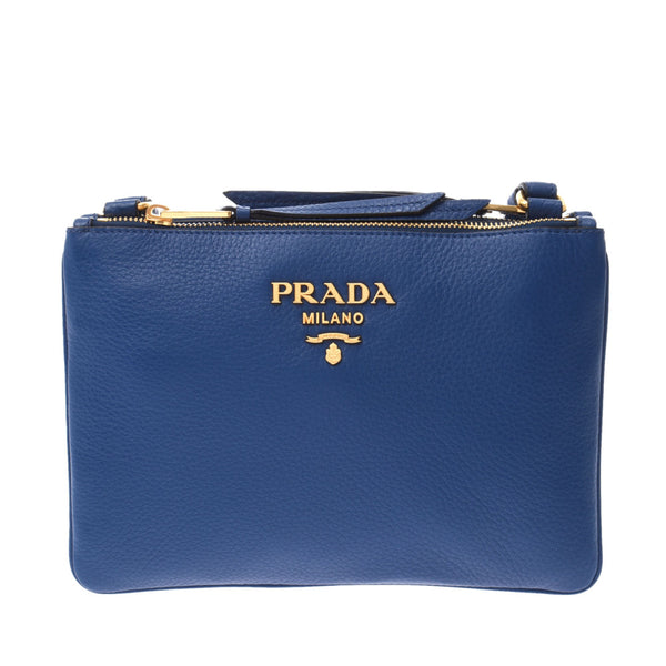 プラダダブルポケット 2WAY 青 ゴールド金具 レディース レザー ショルダーバッグ 1BH046 PRADA – 銀蔵オンライン