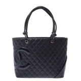 Chanel Chanel Cambon Line Large Tote Black / Black Women's Leather Tote Bag A-Rank Used Sink