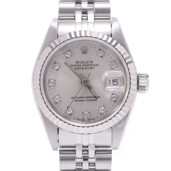 ROLEX ロレックス デイトジャスト 10Pダイヤ 69174G レディース WG/SS 腕時計 自動巻き シルバー文字盤 Aランク 中古 銀蔵