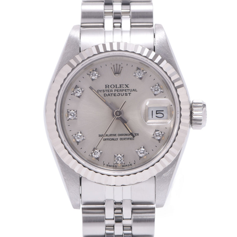 ROLEX Rolex Datejust 10P Diamond 69174G Women's WG/SS Watch Automatic Winding Silver Dial A Rank Used Ginzo