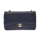 Chanel Chanel Matrasse链肩双盖黑金支架女士Lamskin单肩包B排名使用水池