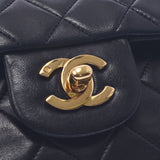 Chanel Chanel Matrasse链肩双盖黑金支架女士Lamskin单肩包B排名使用水池