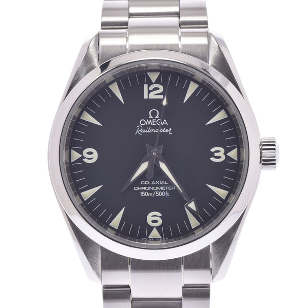 OMEGA Omega Seamaster Aqua Terra Railmaster back ske 2503.52 men's SS watch automatic winding black dial a rank used silver stock