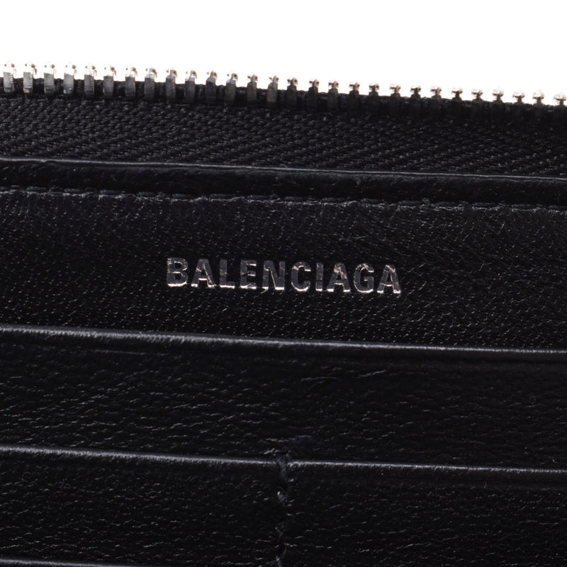 BALENCIAGA バレンシアガ ラウンドファスナー長財布 黒 594290 ユニセックス クロコ型押し 長財布 ABランク 中古 銀蔵