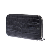 Balenciaga Valenciaga Round Fastener Long Wallet Black 594290 Unisex Croco-type push-long wallet AB rank used Silgrin