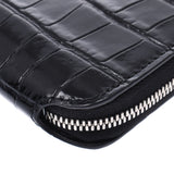 Balenciaga Valenciaga Round Fastener Long Wallet Black 594290 Unisex Croco-type push-long wallet AB rank used Silgrin