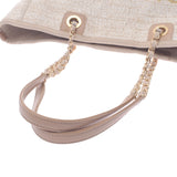 Chanel Chanel Deauville Chain Tote Beige Gold Bracket Women's Canvas Tote Bag B Rank Used Sinkjo