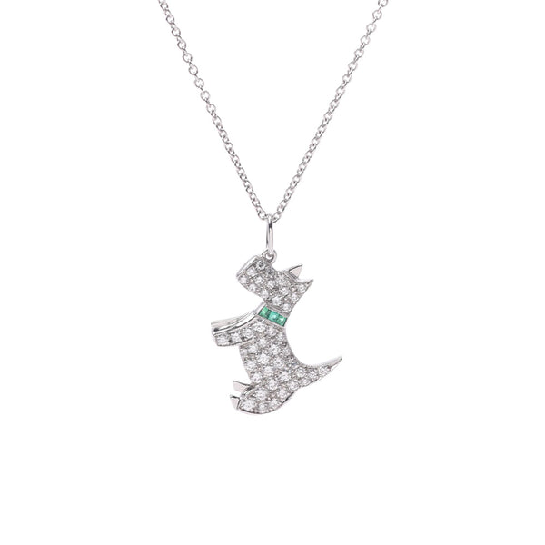 Tiffany & Co. Tiffany dog ​​Motif Unisex PT950 / Diamond / Emerald Necklace A-rank used Silgrin