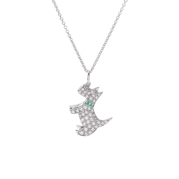 Tiffany＆Co.Tiffany Dog Motif Unisex PT950 /钻石/翡翠项链A-Rank使用Silgrin