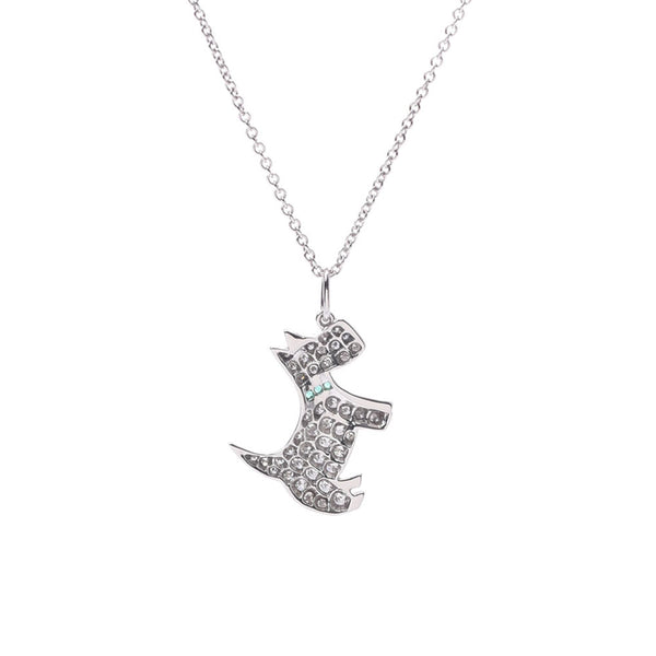 Tiffany & Co. Tiffany dog ​​Motif Unisex PT950 / Diamond / Emerald Necklace A-rank used Silgrin