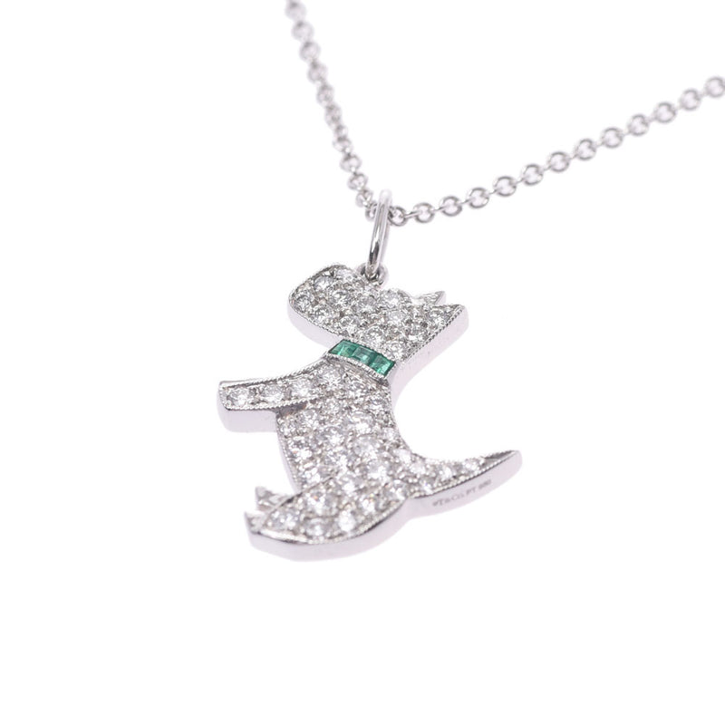 Tiffany＆Co.Tiffany Dog Motif Unisex PT950 /钻石/翡翠项链A-Rank使用Silgrin