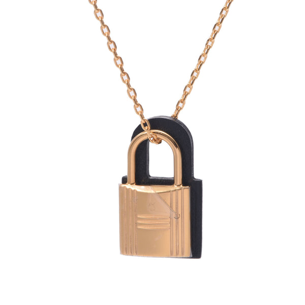 Hermes Hermes Cadena Type Orchery PM Black / Gold D Engraved (around 2019) Unisex Leather / GP Necklace Unused Silgrin