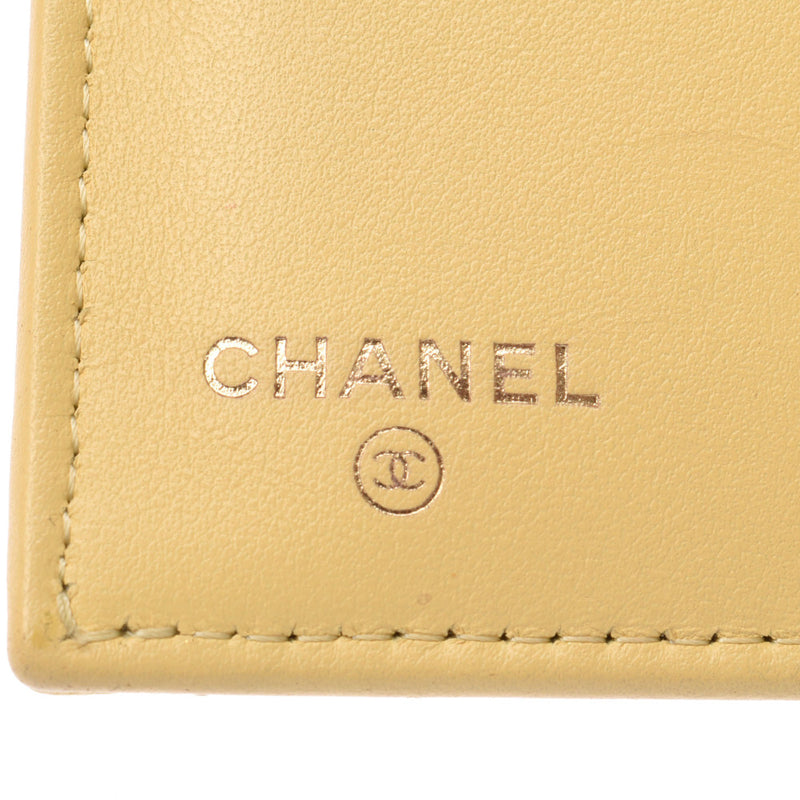 Chanel Chanel Flap Wallet Yellow Women's Caviar Skin Two Folded Wallet B Rank Used Silgrin