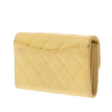 Chanel Chanel Flap Wallet Yellow Women's Caviar Skin Two Folded Wallet B Rank Used Silgrin