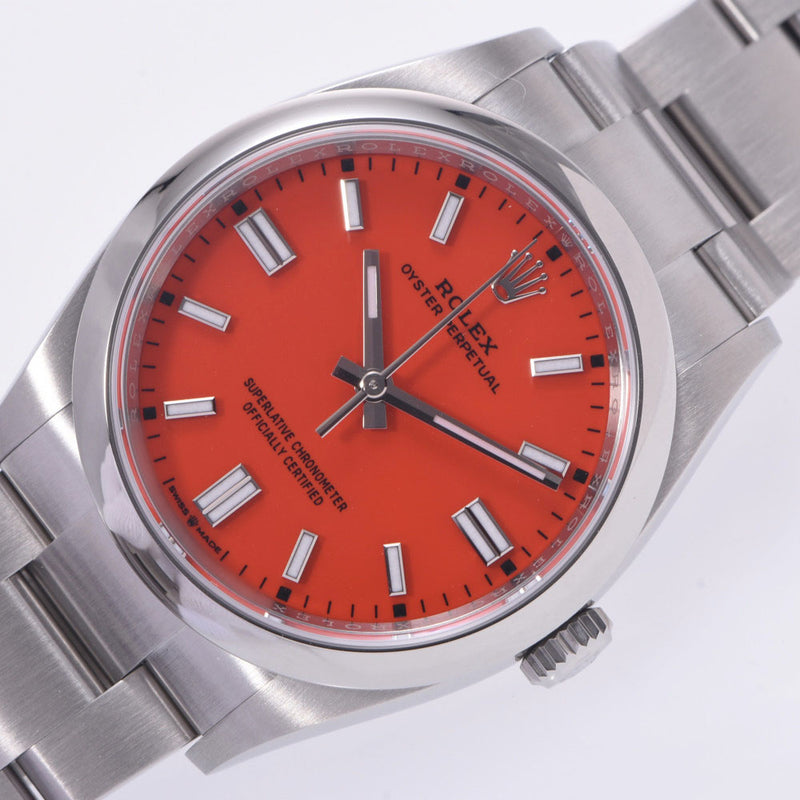 [Cash special price] ROLEX Rolex Oyster Peacher 36 126000 Men's SS Watch Automatic Coral Red Table Automatic Silgrin