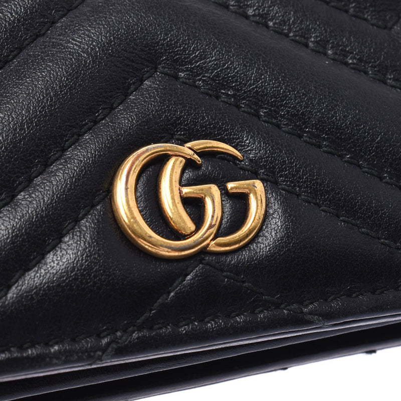 GUCCI グッチ GGマーモント コンパクトウォレット 黒 466492 ユニセックス レザー 二つ折り財布 Bランク 中古 銀蔵