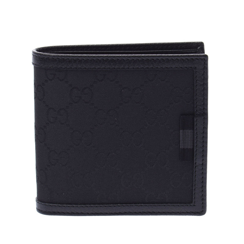 GUCCI Gucci GG Pattern Black 150413 Men's Nylon / Leather Two Folded Wallets Unused Silgrin