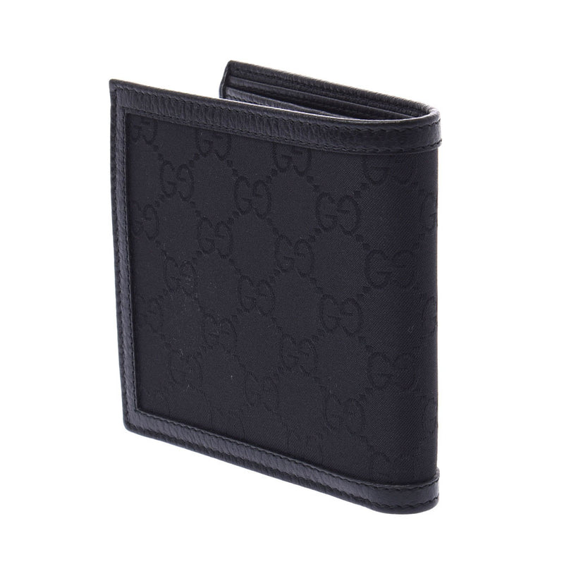 GUCCI Gucci GG Pattern Black 150413 Men's Nylon / Leather Two Folded Wallets Unused Silgrin