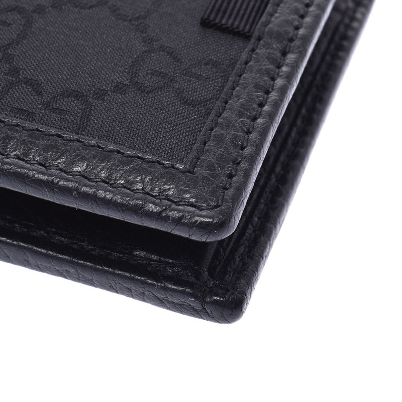 GUCCI Gucci GG Pattern Black 150413 Men's Nylon / Leather Two Folded Wallets Unused Silgrin