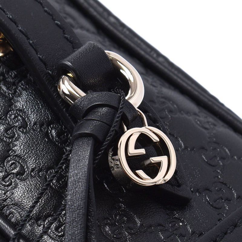 GUCCI Gucci,Microguccima,Outlet,Black 449413,Ladies,Leather,肩袋,未使用的银器。