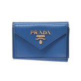 PRADA プラダ コンパクトウォレット アウトレット 青 1MH021 ユニセックス カーフ 三つ折り財布 未使用 銀蔵