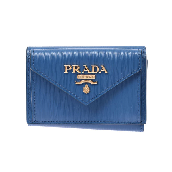 PRADA塑料小型钱包插座蓝色1MH021中性卡夫三折钱包未使用银藏