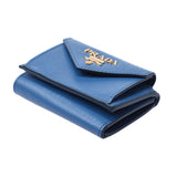 PRADA Prada compact wallet, blue, blue, 1MH021, unisex calf, wallet, purse, unused silver,