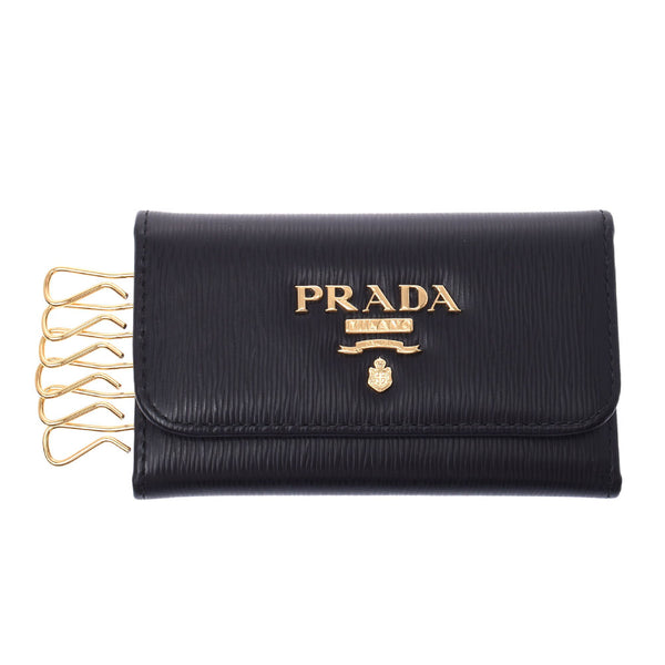 PRADA プラダ 6連キーケース 黒 ゴールド金具 1PG222 レディース レザー キーケース 未使用 銀蔵