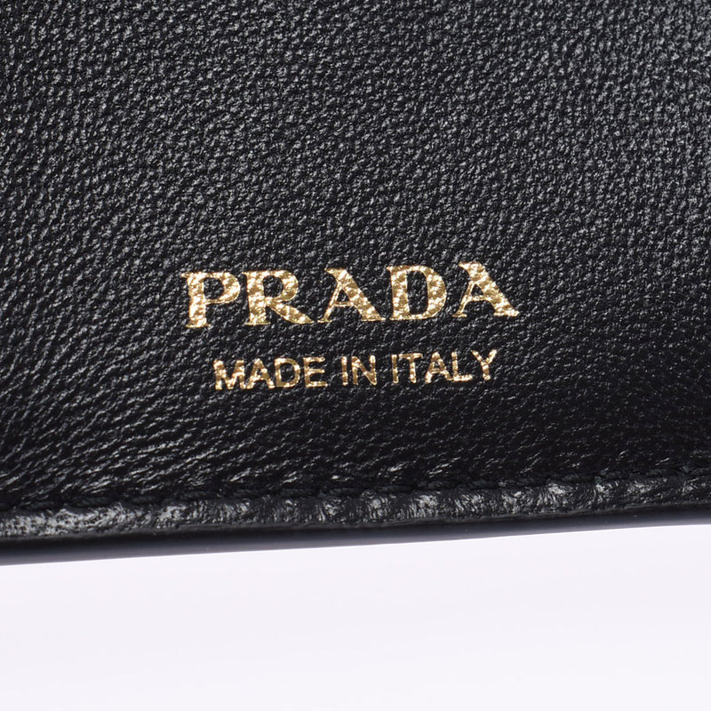 PRADA プラダ コンパクトウォレット アウトレット 黒 1MH021 ユニセックス レザー 三つ折り財布 未使用 銀蔵