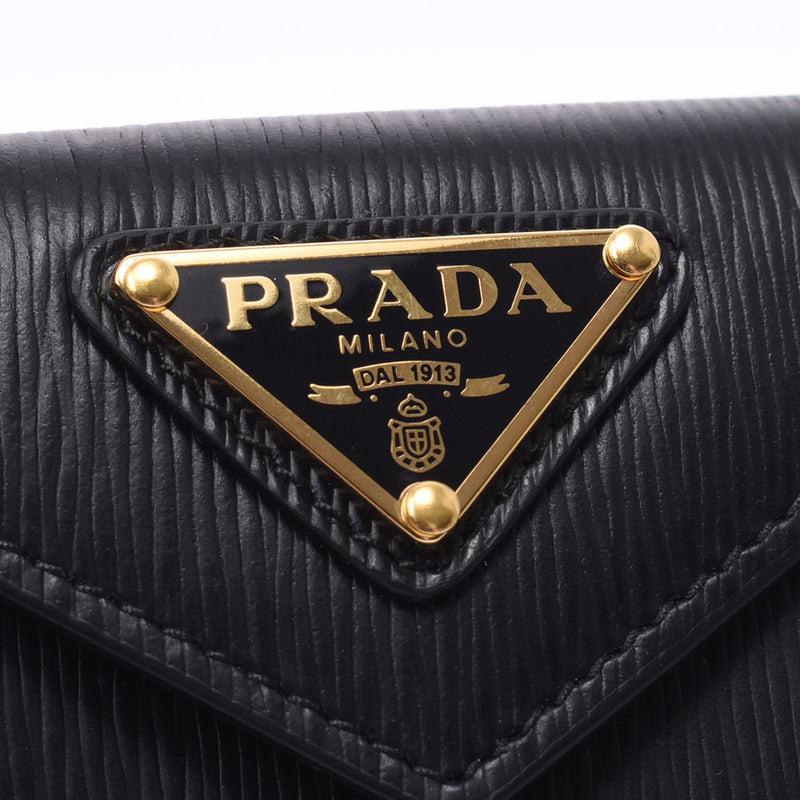 PRADA プラダ コンパクトウォレット アウトレット 黒 1MH021 ユニセックス レザー 三つ折り財布 未使用 銀蔵