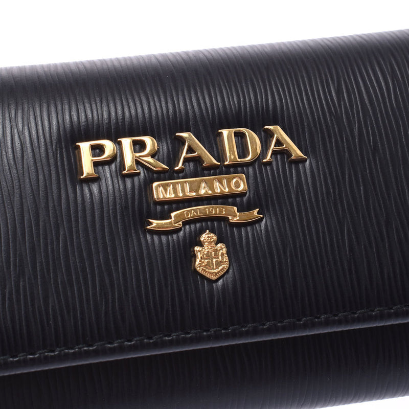 Prada Prada 6层钥匙盒出口黑金支架1PG222女士皮革钥匙盒未使用的Silgrin