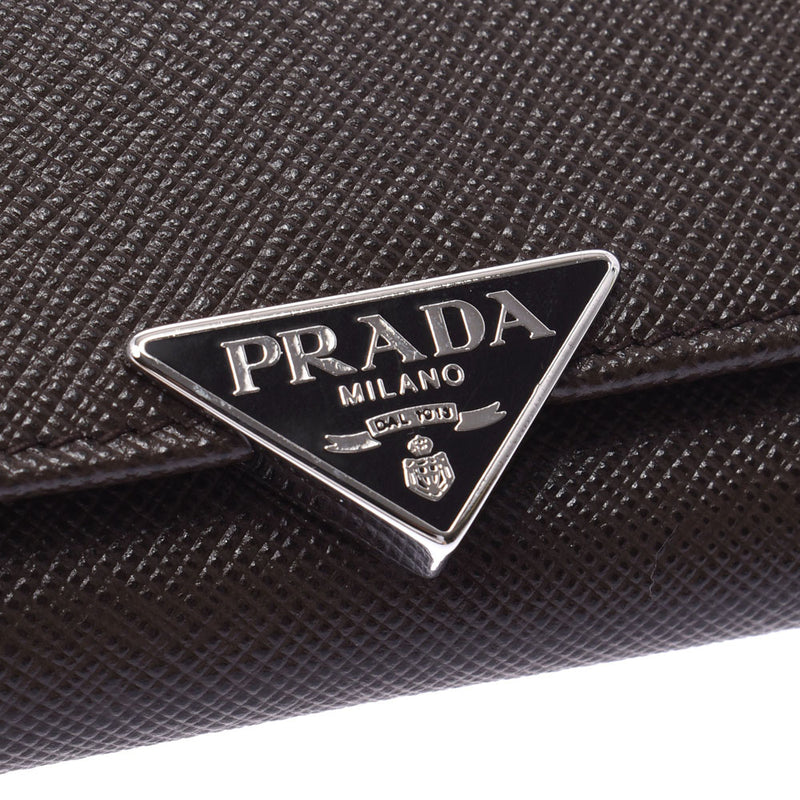 PRADA Prada 6连钥匙盒插座黑棕色银色金属零件1PG222女士皮革钥匙盒未使用银藏