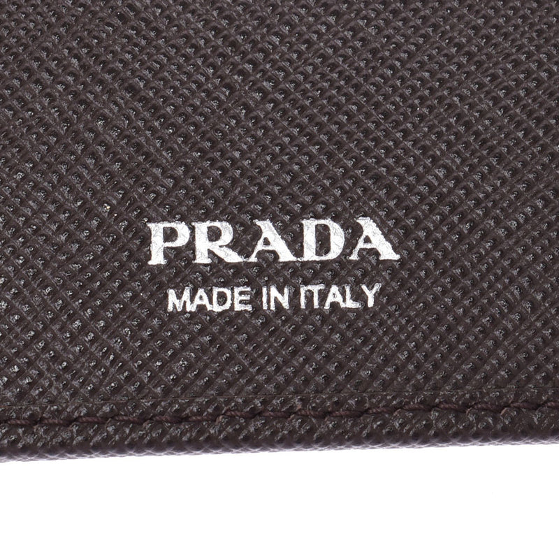 PRADA Prada 6连钥匙盒插座黑棕色银色金属零件1PG222女士皮革钥匙盒未使用银藏