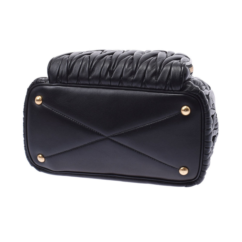 Miumiu Miu Miu Materasse Black 5BZ022 Ladies Leather Rucks · Day Pack A-Rank Used Silgrin
