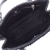 Miumiu Miu Miu Materasasse 2way包黑色银色支架女士皮革手提包Ab排名使用Silgrin