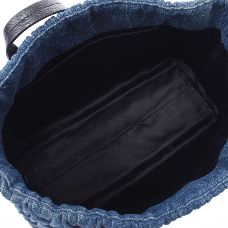 Miumiu Miu Miu Matelase Blue / Black 5BG029 Women's Denim / Leather Tote Bag AB Rank Used Silgrin