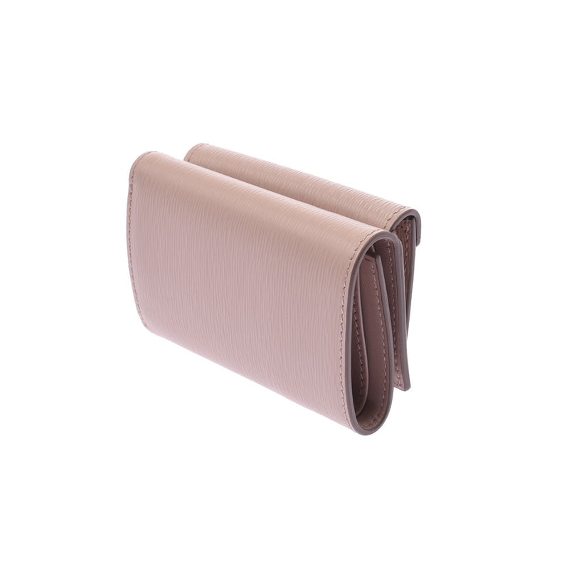 Prada Prada Compact Wallet Outlet Pink Beige 1 MH021 Unisex Leather Three Folded Wallets Unused Silgrin