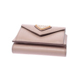 Prada Prada Compact Wallet Outlet Pink Beige 1 MH021 Unisex Leather Three Folded Wallets Unused Silgrin