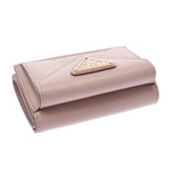 Prada Prada Compact Wallet Outlet Pink Beige 1 MH021 Unisex Leather Three Folded Wallets Unused Silgrin