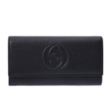 GUCCI Gucci Soho GG Logo Outlet Black 598206 Unisex Leather Long Wallet Unused Silgrin