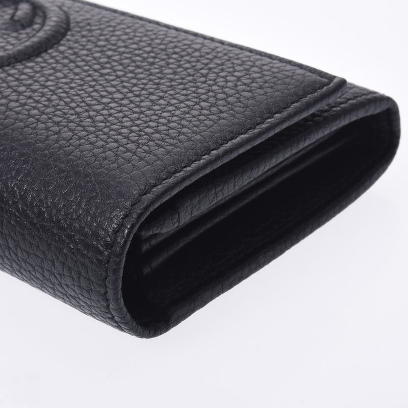 GUCCI Gucci Soho GG Logo Outlet Black 598206 Unisex Leather Long Wallet Unused Silgrin