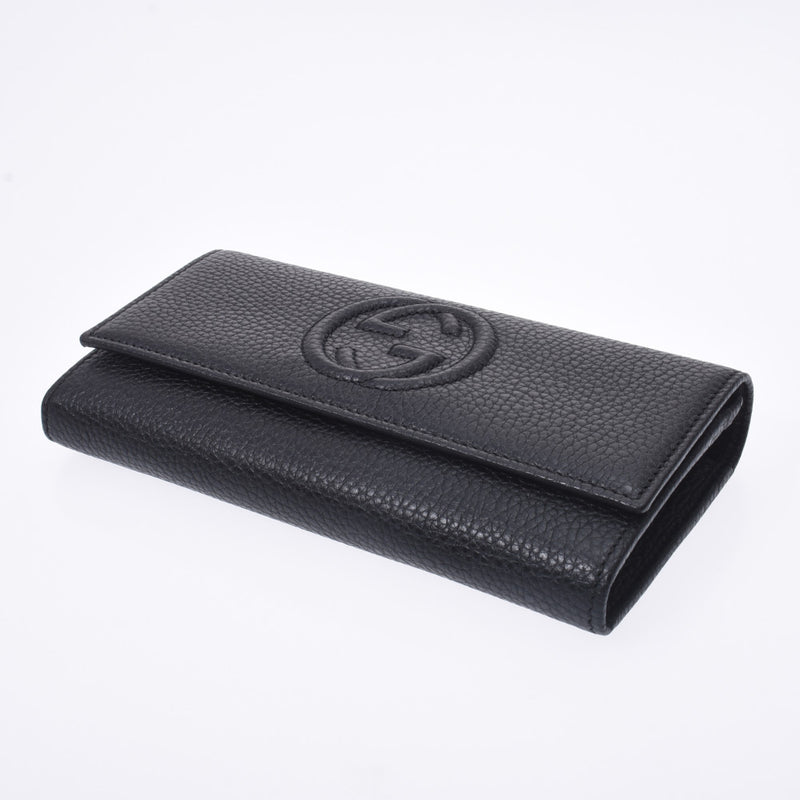 GUCCI Gucci Soho GG Logo Outlet Black 598206 Unisex Leather Long Wallet Unused Silgrin