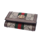 GUCCI Gucci Compact Wallet Offidia Beige / Tea 644334 Women's GG Sprim Canvas Leather Three Folded Wallet Unused Silgrin