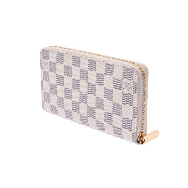 Louis Vuitton Louis Vuitton Damier Azur Zippy Wallet Old White N60019 Men's Damier Azul Canvas Long Wallet A-Rank Used Silgrin