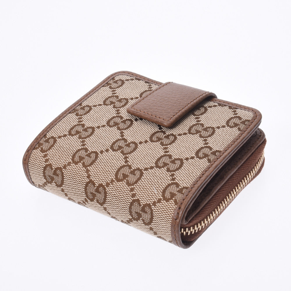美品✨GUCCI グッチ 折り財布 レザー×GGキャンバス 青 346056