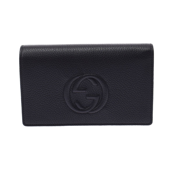 GUCCI Gucci GG Logo Chain Wallet Outlet Black Gold Bracket 598211 Ladies Leather Shoulder Bag Unused Silgrin