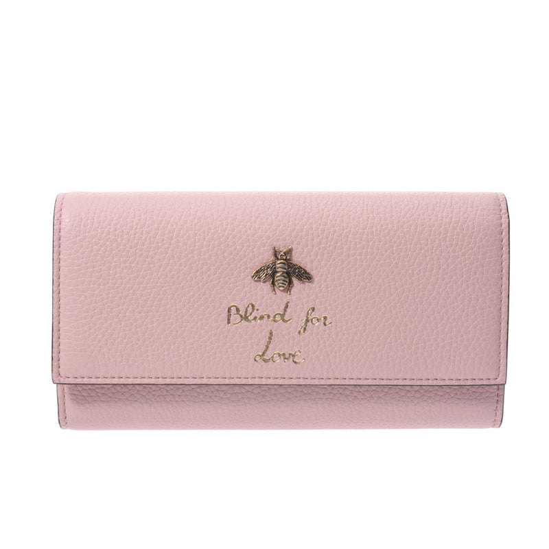 GUCCI Gucci Animalier Bee / Bee Pink Antique Gold Bracket 454070 Women's Leather Long Wallet Unused Silgrin
