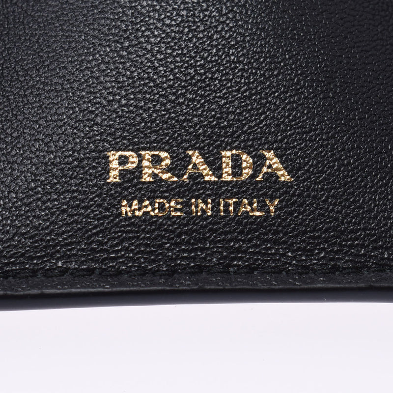 Prada Compact Wallet Outlet Black,Unisex皮革,三折叠PRADA – 銀蔵