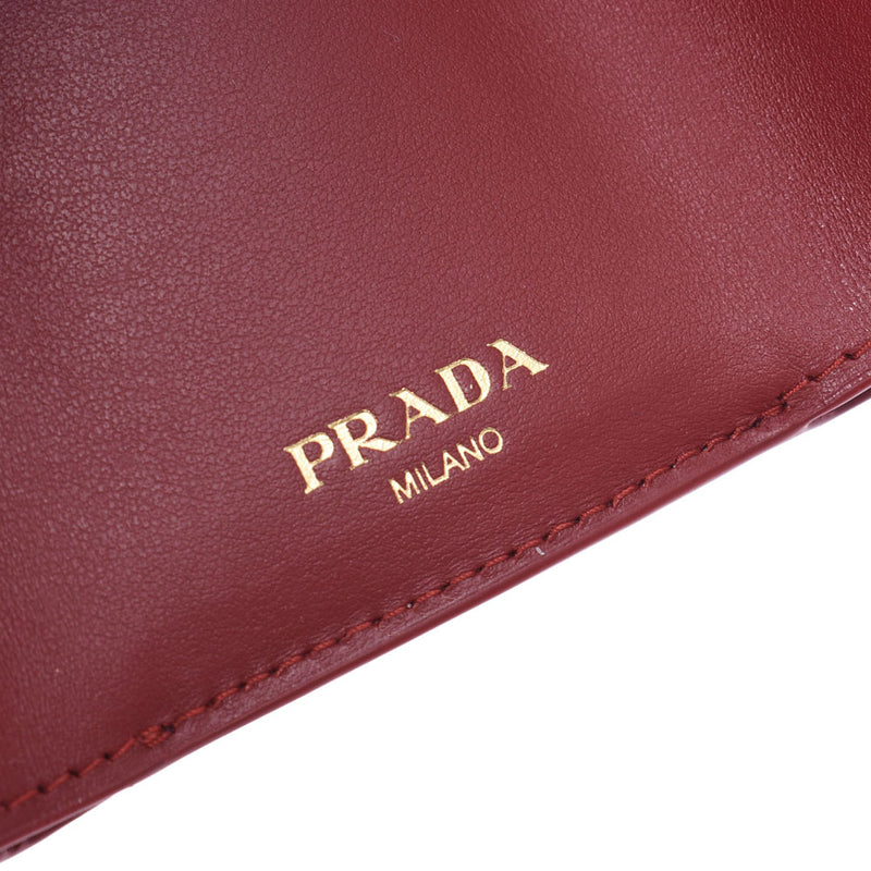 PRADA プラダ コンパクトウォレット アウトレット 赤 1MH021 ユニセックス レザー 三つ折り財布 未使用 銀蔵