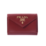 Prada Prada Compact Wallet Outlet Red 1 MH021 Unisex Leather Three Folded Wallets Unused Silgrin